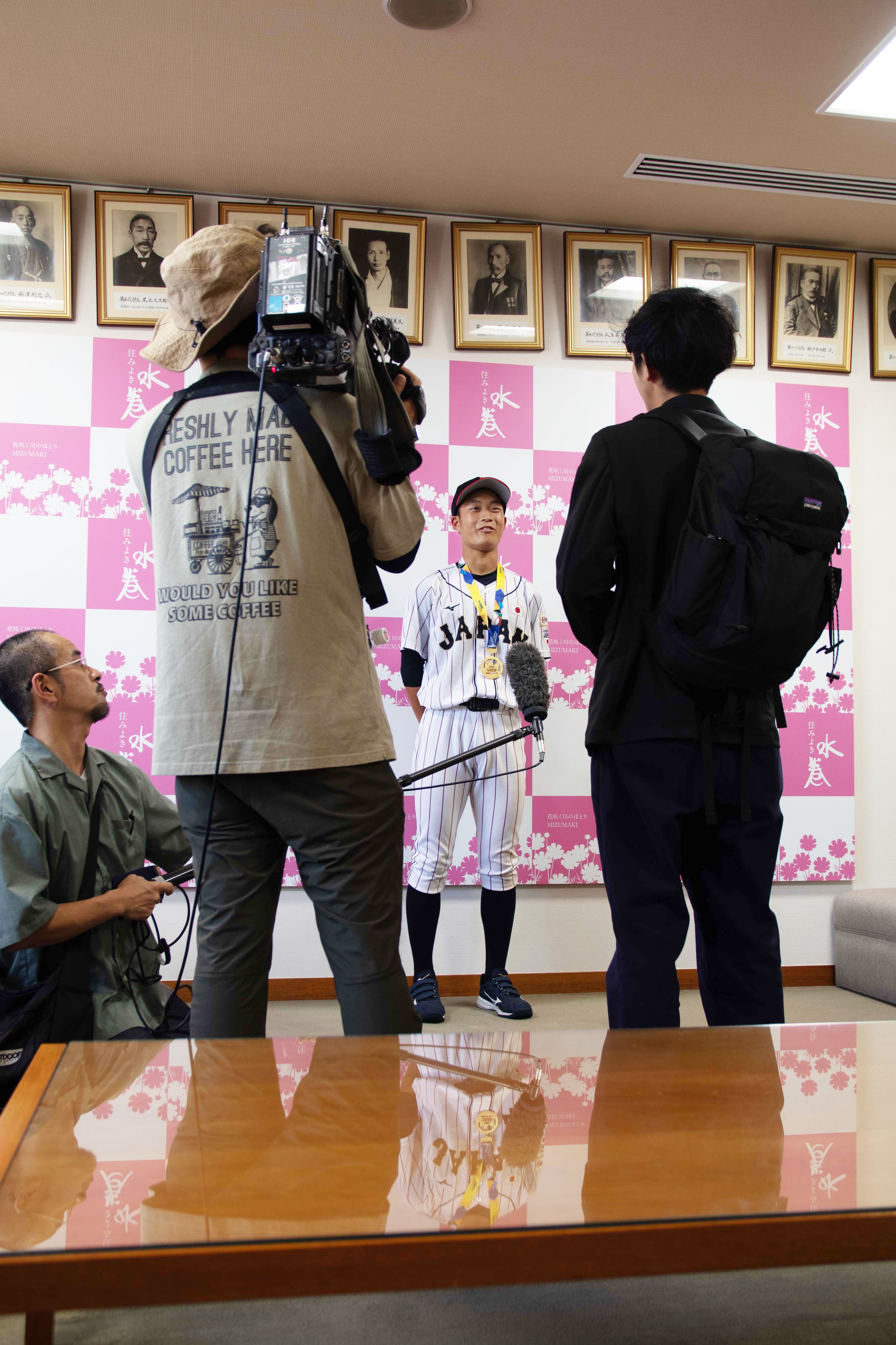 水巻町の中学生、野球で世界一　役場表敬訪問