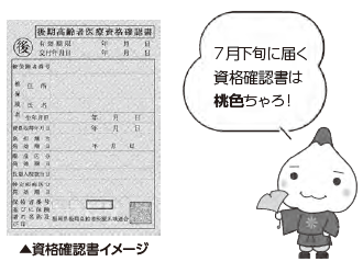 資格確認書イメージ：７月下旬に届く資格確認書は桃色ちゃろ！