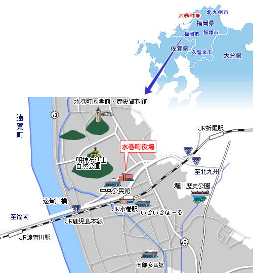 水巻町役場周辺の地図