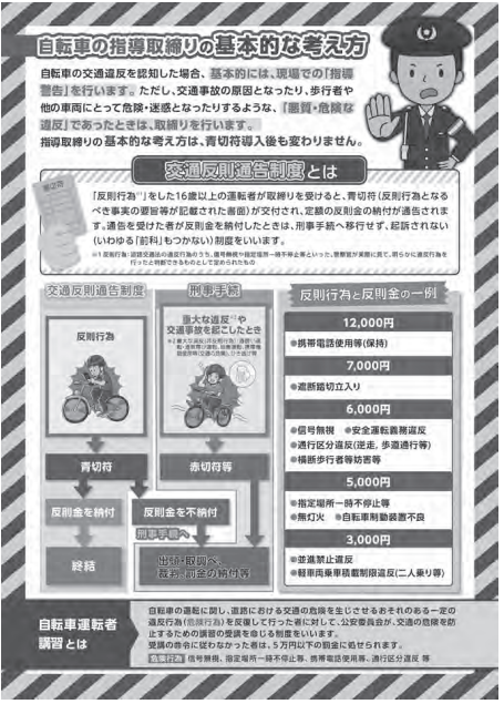 自転車制度などについてのチラシ