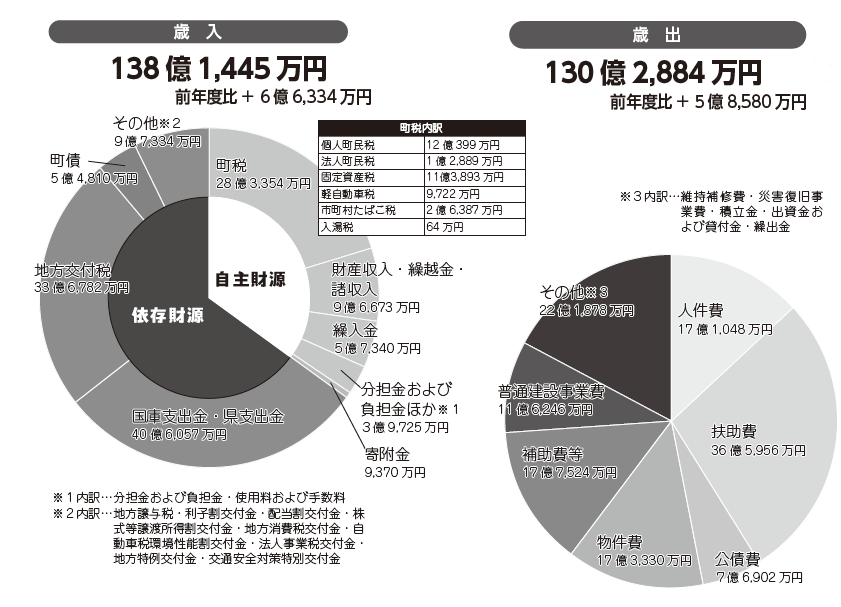 一般会計収支の円グラフ表